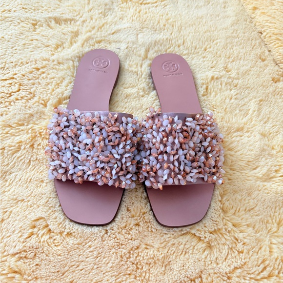 Beaded Sandals with brown and Cream Accents - Picture 2 of 6